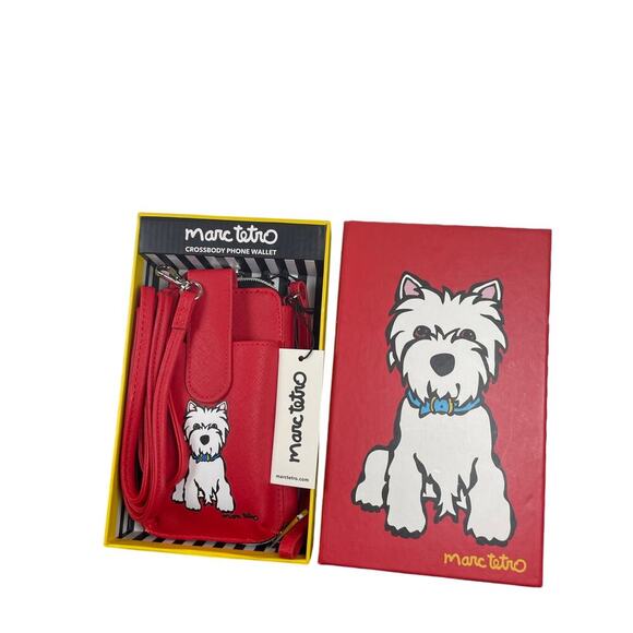 MARC TETRO PHONE CROSSBODY WRISTLET WESTIE RED WHITE TERRIER KAWAII COMES W BOX - Picture 14 of 16